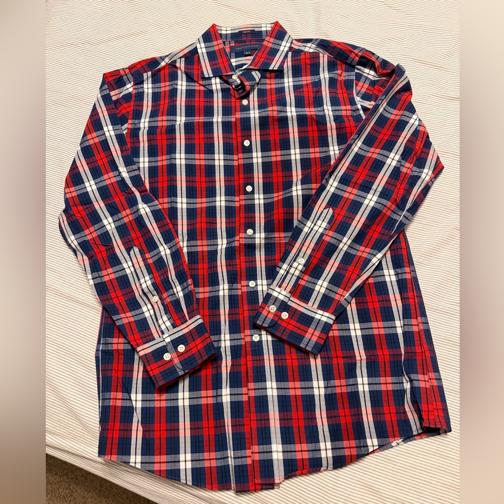 Tommy Hilfiger Red and Blue Checkered Shirt